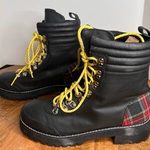 Current Mood Black Combat Boots with Yellow Laces